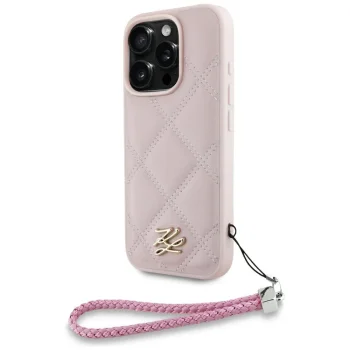 Karl Lagerfeld Quilted Initial Logo & Chain Strap iPhone 16 Pro Max maciņš - rozā | Case Pink