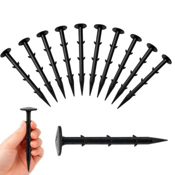 Izturīgi agrotīkla un ģeotekstila stiprinājuma mietiņi 10 gab, melns