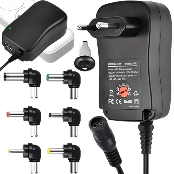 Универсальный регулируемый блок питания 3V-12V с 6 насадками и USB