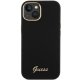 Guess iPhone 15 Pro чехол Silicone Script Metal Logo & Frame, черный