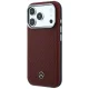 Mercedes Leather Semi Wrap Wood Effect MagSafe vāciņš iPhone 17/18 Pro Max, bordo