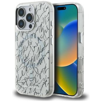 Karl Lagerfeld IML Karl Script Pattern MagSafe vāciņš Apple iPhone 16 Pro, Balts