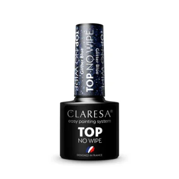 Claresa hibrīda nagu lakas virskārta Top No Wipe 5g Glitter Blue