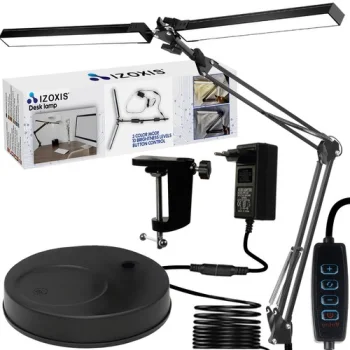 Izoxis 24223 Adjustable Desk Lamp with 2 Light Sources, Black