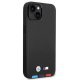 BMW iPhone 14 Plus vāciņš Leather Stamp Tricolor, melns