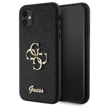 Guess iPhone 11 / XR vāciņš Glitter Script Big 4G, melns