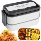 Stackable Bento Lunch Box with Compartments and Utensils XXL 1400ml, White