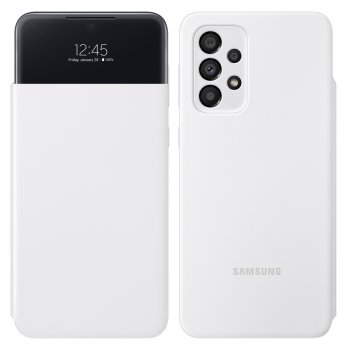 Original Samsung Galaxy A33 5G (SM-A336) S View Wallet Bookcase Cover with Display, White (EF-EA336PWEGEE)