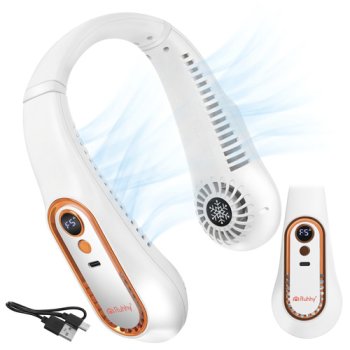 Portable Bladeless Neck Fan Ruhhy USB-C 5 Speeds, White