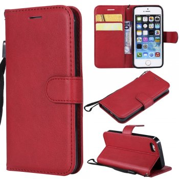 Apple iPhone SE / 5s / 5 Wallet Leather Stand Case Cover, Red | Telefona Maciņš Vāciņš Apvalks Grāmatiņa