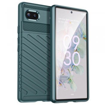Google Pixel 6a Thunder Series Twill Texture TPU Mobile Phone Cover Case, Green | Telefona Macņš Vāciņš Apvalks...