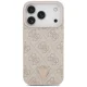 Чехол Guess для iPhone 17 Pro Leather 4G Triangle Strass MagSafe, розовый