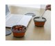 Folding Silicone Bowls with Lids, 3 Pieces, Grey-Orange