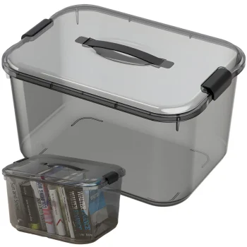 Uzglabāšanas kaste ar vāku un klipšiem 20L, liels plastmasas konteiners mantām