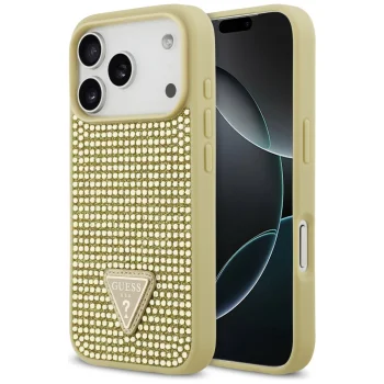 Guess Rhinestone Triangle Logo iPhone 17 Pro vāciņš - zeltīts