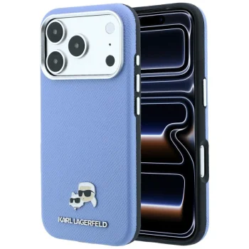 Чехол Karl Lagerfeld для iPhone 18 Pro / 17 Pro Grained Heads Metal MagSafe, синий