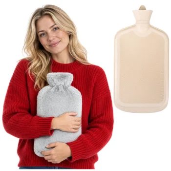 Gumijas termofors ar plīša pārvalku Zortiva, 3.5 l, 41 x 24 cm, pelēks / bēšs