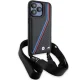BMW iPhone 15 Pro Max Case M Edition Carbon Tricolor Lines & Strap, Black