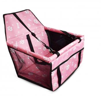 Kaķu suņu dzīvnieku pārvadāšanas transportēšanas soma automašīnas sēdeklis, rozā ar rakstu