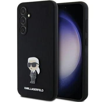Karl Lagerfeld Samsung Galaxy S23 FE vāciņš Silicone Ikonik Metal Pin, melns