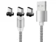 Magnētiskais uzlādes kabelis 3-in-1 Micro USB / Type-C / Lightning, 1m, Sudraba