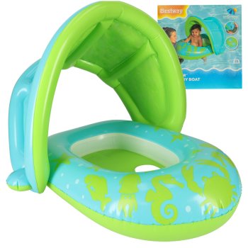 Bestway 34091 Inflatable Baby Swim Ring with Canopy, Green
