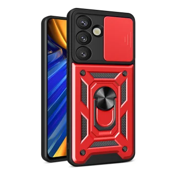 Vāciņš Hybrid Armor Camshield Samsung Galaxy S25, Sarkans