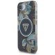 Чехол Guess IML Metal Glitter Flowers Triangle MagSafe для iPhone 16e, Черный