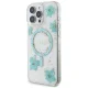 Чехол Guess Resin Flowers Glitter MagSafe для iPhone 16 Pro Max — прозрачный зелёный