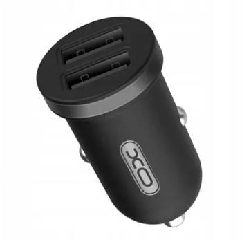 XO TZ08 Quick Car Charger 2xUSB 2.1A with Apple iPhone Lightning Cable, Black | Automašīnas Telefona Lādētājs