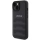 Mercedes iPhone 15 Plus / 14 Plus vāciņš AMG Leather Debossed Lines, melns
