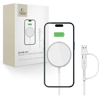 Беспроводное зарядное устройство Tech-Protect QI15W-A44 MagSafe, белое