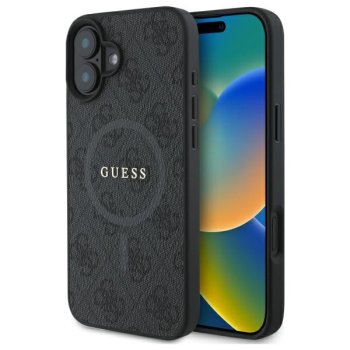 Guess 4G Ring Classic Logo MagSafe vāciņš Apple iPhone 16 Melns