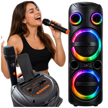 Беспроводной Bluetooth-динамик 06403 с микрофоном, LED, FM, USB, черный