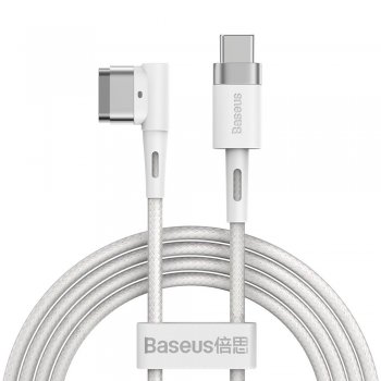 Baseus Zinc L-shape Angular Magnetic Power Cable for Apple MacBook USB Type C 60W 2m, White | Lādētājvads Datoram...