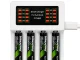 Maxday C704B3 AA/AAA Battery Charger, USB-C, LCD, White