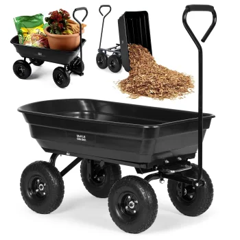 MultiGarden garden dump cart 75 L 200 kg with pneumatic wheels, black