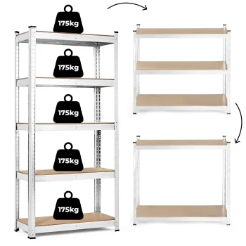 Cinkots metāla plaukts 180x90x30 cm 5 plaukti 875 kg ModernHome