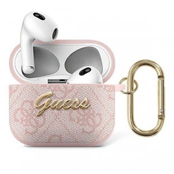 Guess GUA34GSMP AirPods 3 cover pink 4G Script Metal Collection