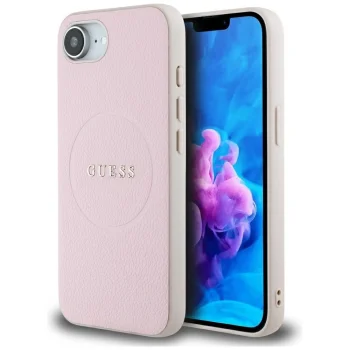 Чехол Guess Grained Ring MagSafe для iPhone 16e, Розовый