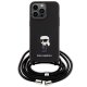Apple iPhone 15 Pro Max 6.7\'\' Karl Lagerfeld Crossbody Saffiano Metal Pin Karl Case Cover, Black | Telefona Maciņš...