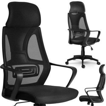 Ergonomic Office Chair Sofotel Praga with Mesh Back and Headrest, Black