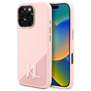 Karl Lagerfeld silikona Shadow vāciņš ar metāla iniciāli un MagSafe iPhone 16 Pro Max — rozā | Phone Case Cover