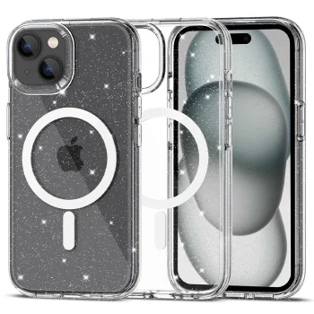 Чехол Tech-Protect для iPhone 15 FlexAir Hybrid MagSafe, прозрачный с блестками