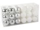 Shatterproof Christmas Tree Baubles Set 6cm, 36 pcs, Silver/White
