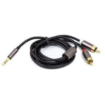 Audio kabelis 3.5 mm - 2x RCA, 1 m, melns