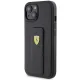 Ferrari iPhone 15 Case Grip Stand Metal Logo, Black