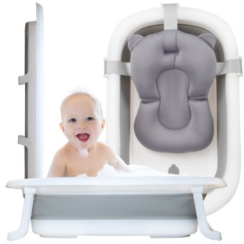 Bērnu salokamā vanna ar spilvenu Nicekids, Pelēks/Balts | Folding Baby Bathtub