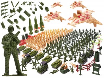 Rotaļu Spēļu Karavīri Ieroči Militārā Spectehnika Komplekts, 307 gab. | Set of Toy Soldiers Military Equipment...
