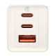 Tīkla lādētājs Baseus GaN5 2x USB-C + USB, 65W + kabelis 1m, Balts